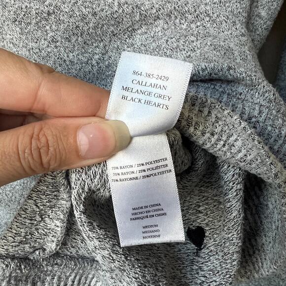 Rails Callahan Sweatshirt in Melange Grey Black Hearts Size M - Picture 6 of 7